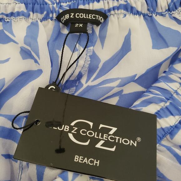 NEW!! Club Z Beach Swim Plus SIZE 2X Pom Pom Petal Leg Blue Coverup Pants Cute - Picture 6 of 10
